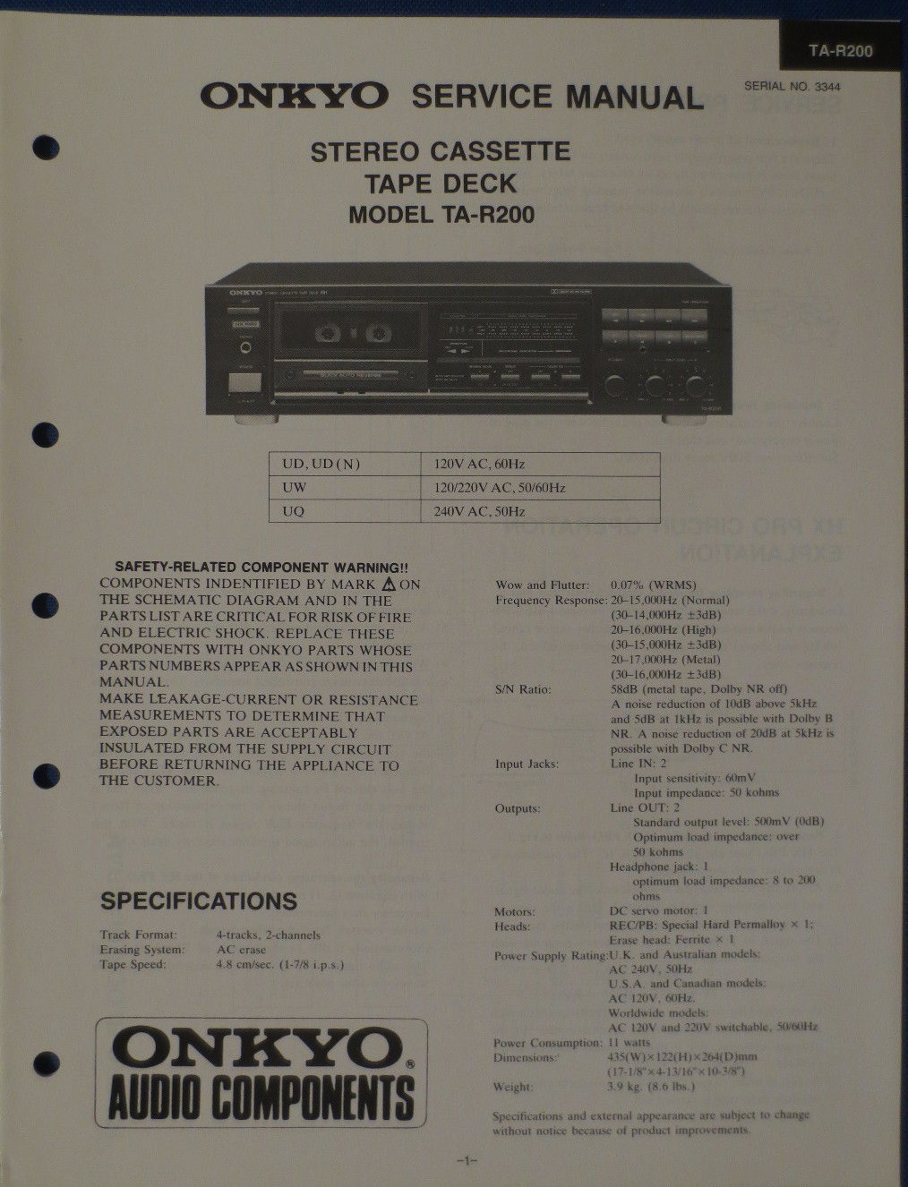 Manuel de service - Service manual
