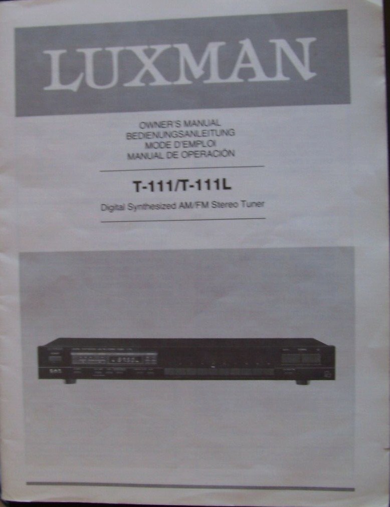 Luxman T-111 et T-111L • Couverture mode d'emploi