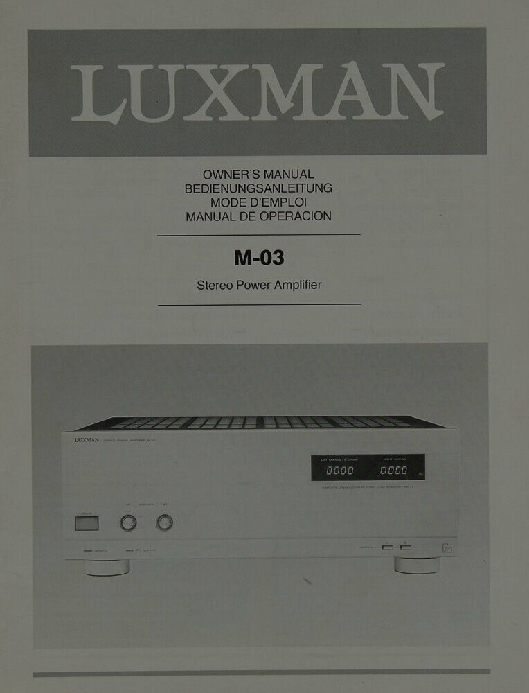 Luxman M-03 • Couverture mode d'emploi