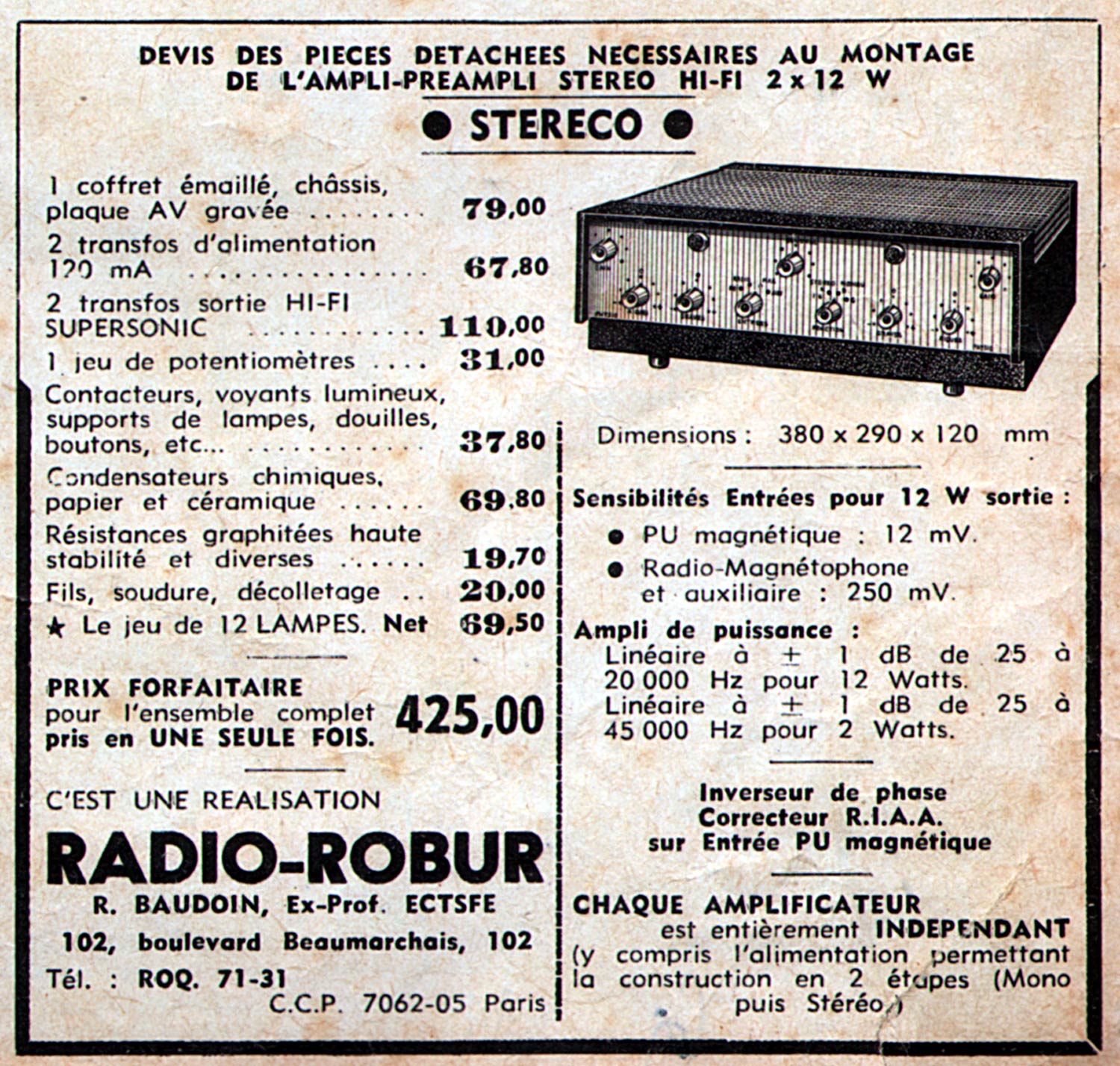 Amplificateur Stéréco 65 • Publicité 1965