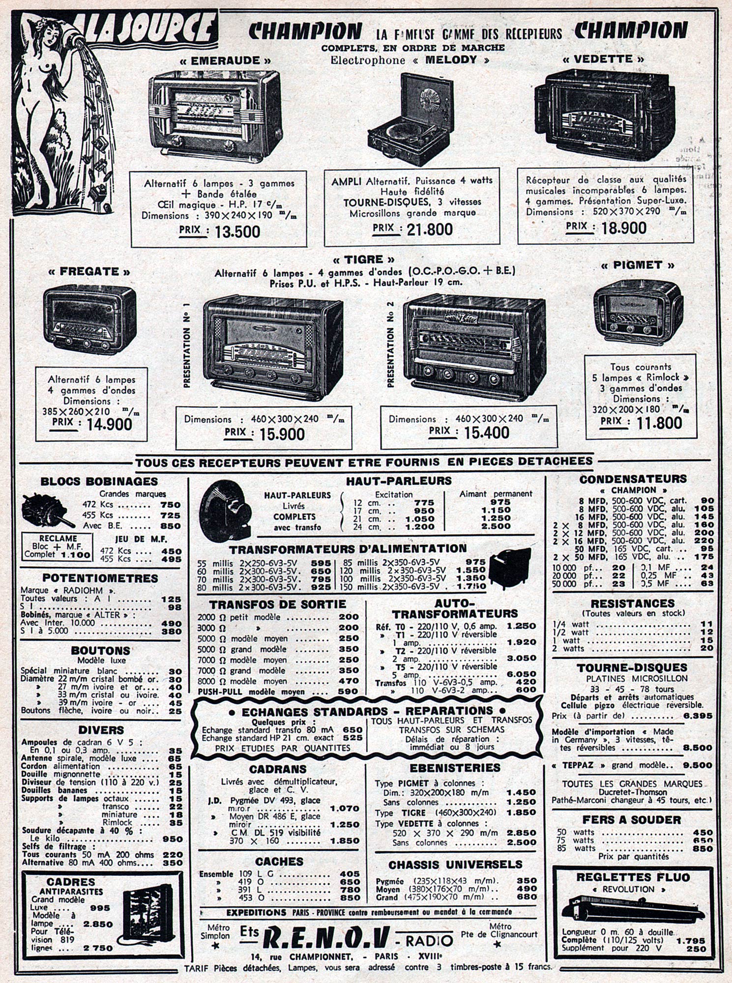 Publicité R.E.N.O.V  1955