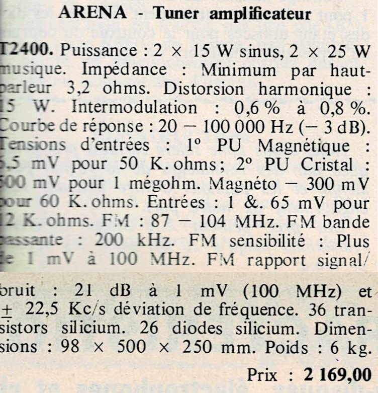 Arena T 2400 • Publicité