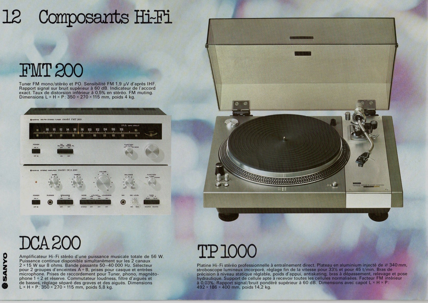 Sanyo FMT-200, DCA-200, TP-1000 Extrait de catalogue