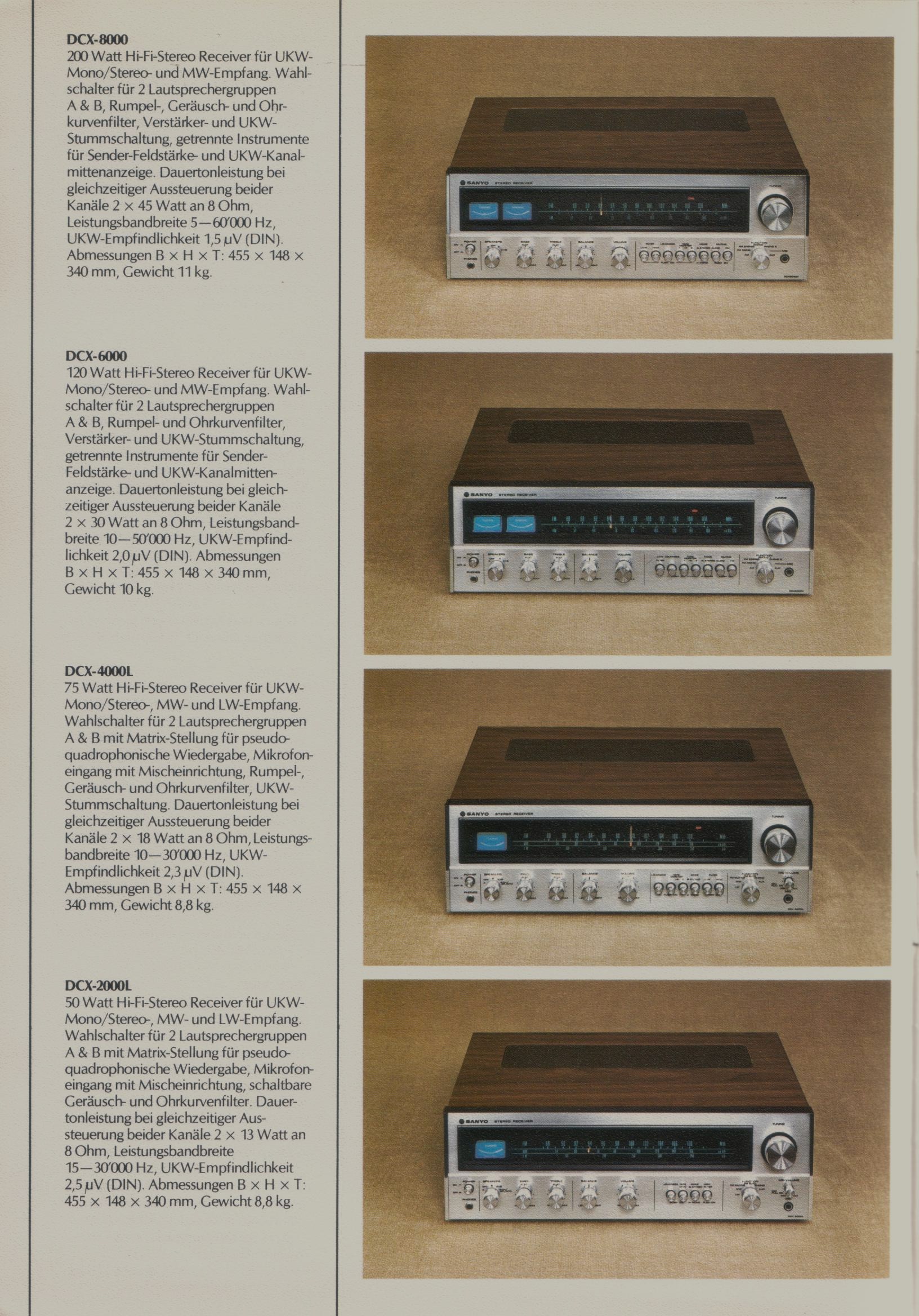 Sanyo DCX-2000 L, DCX-4000 L, DCX-6000, DCX-8000 Extrait de catalogue