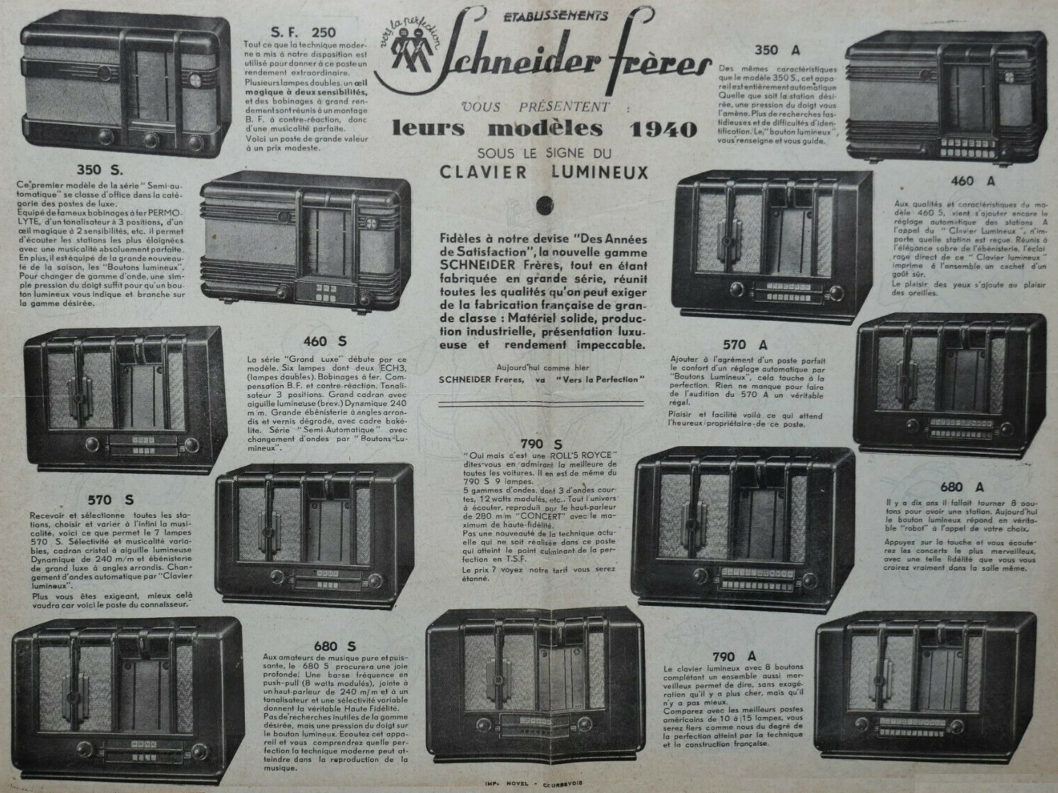 Schneider Dépliant publicitaire 1940