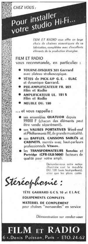 Garrard 301 • Publicité - Revue du Son n° 68 - décembre 1958