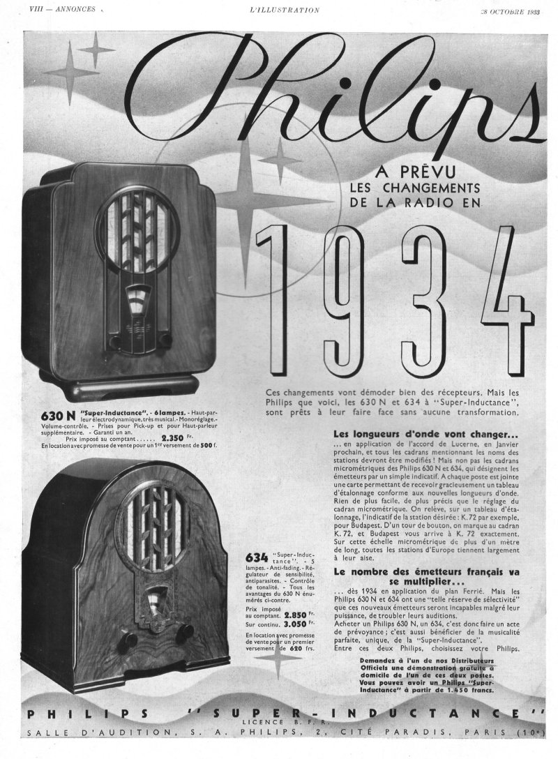 Philips 630 N et 634 • Publicité 1934
