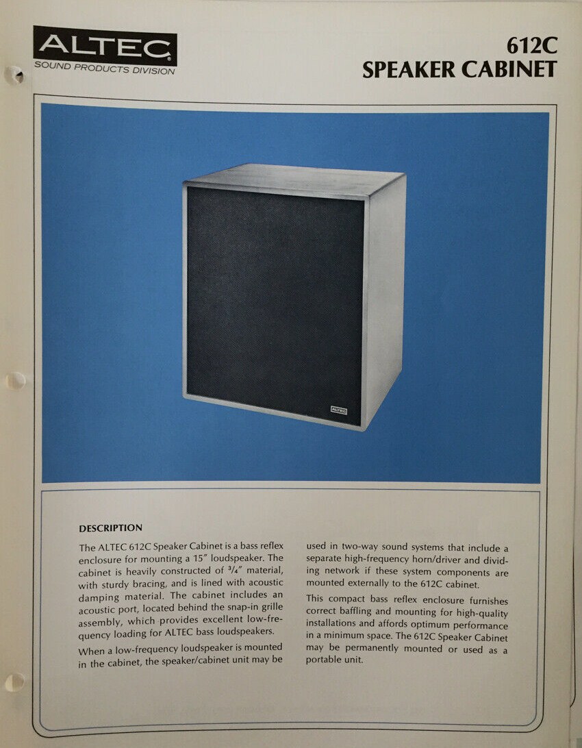 Altec Lansing 612 C • Fiche technique (incomplète)