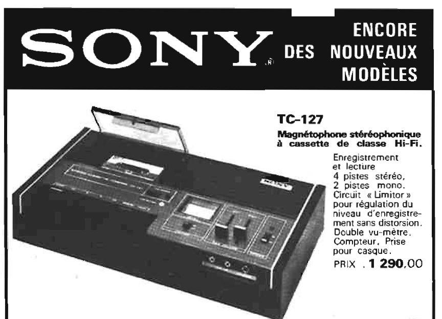 Sony TC-127 Publicité - Le Haut Parleur - octobre 1971