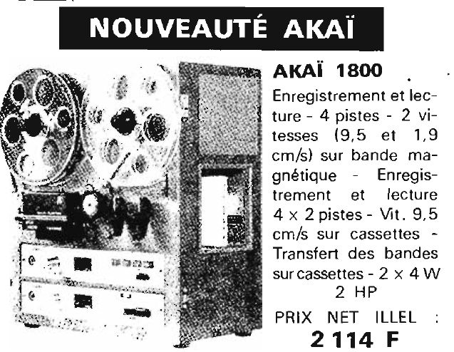 Akai 1800 • Publicité - Le Haut-Parleur - juin 1969