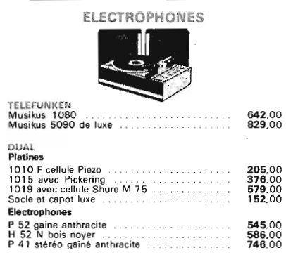 Dual Tourne Disque • Publicité et tarif juin 1969