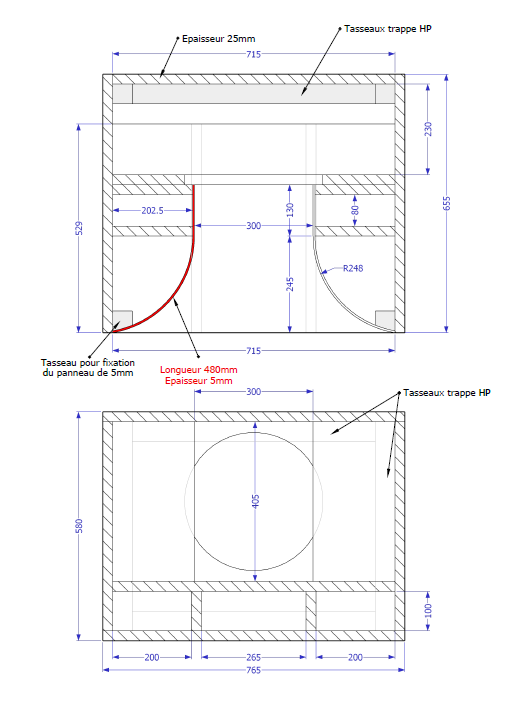 Altec Lansing 816 Sonar / Atelier 33 (modifiée) • Plan du caisson