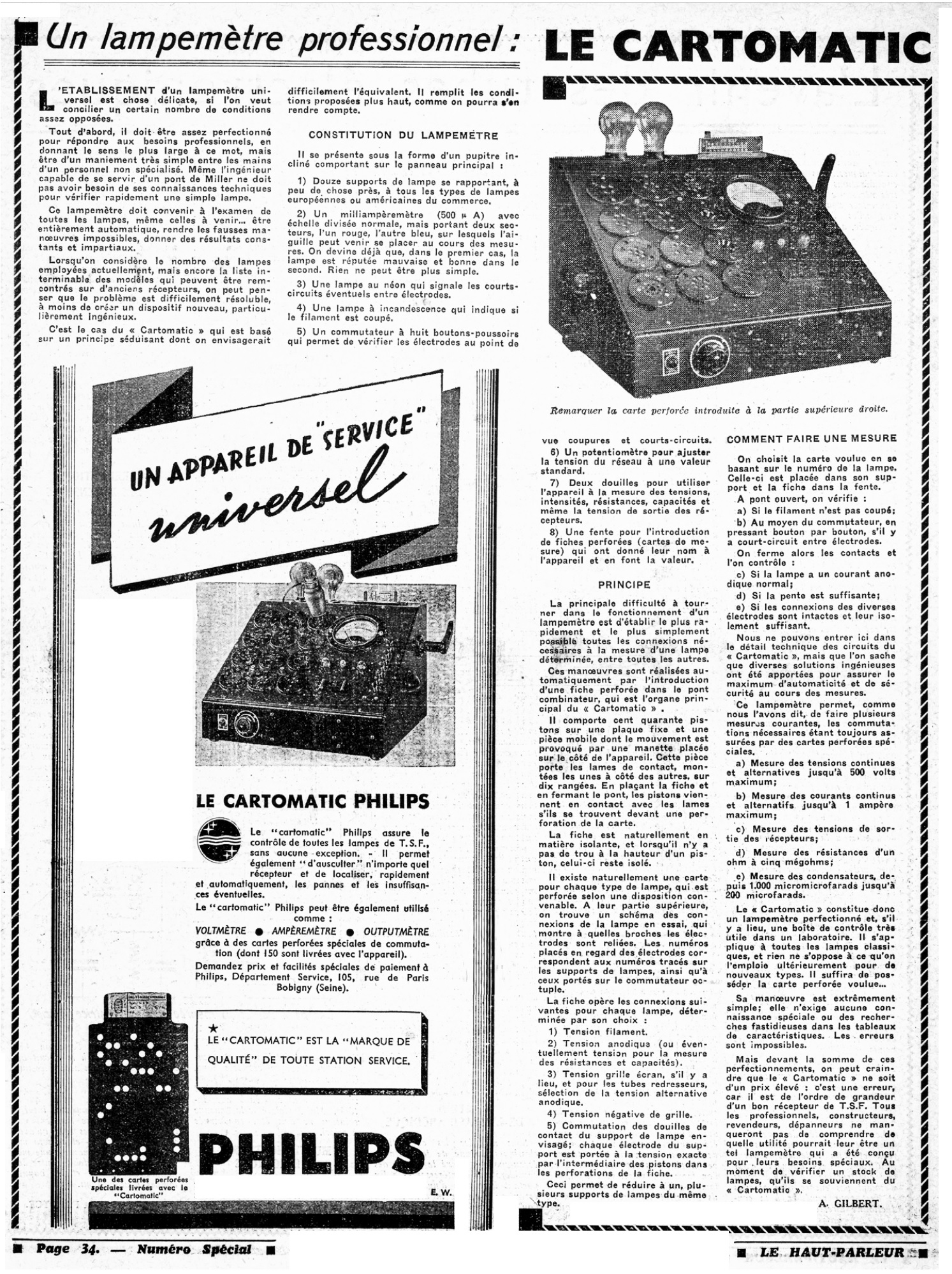 Philips GM 7629 Cartomatic Article - Le Haut-Parleur n° spécial 2
