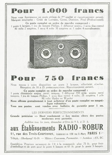 Radio-Robur Publicité 1932