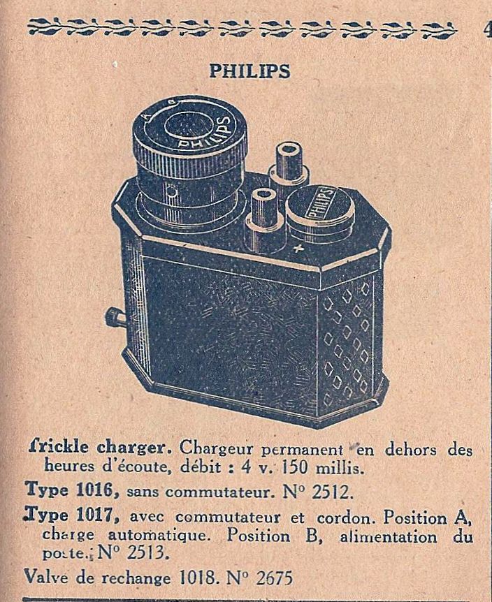 Philips 1016 et 1017 • Extrait de catalogue 1928